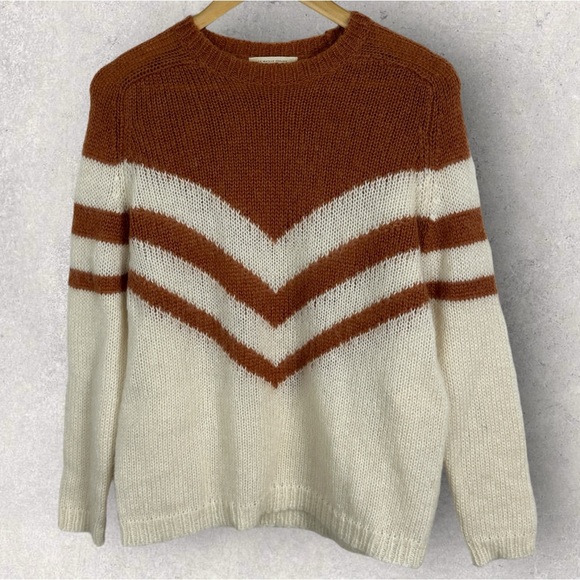 Sezane Joy Jumper Sweater Mohair Merino Wool Brown Ecru Size Small French Knit S - Picture 14 of 16